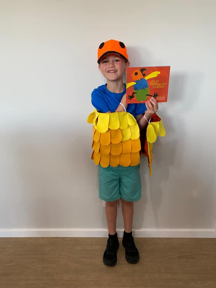 Loxton Lutheran School student Mason Griffin, 6, as the bird from How The Birds Got Their Colour.