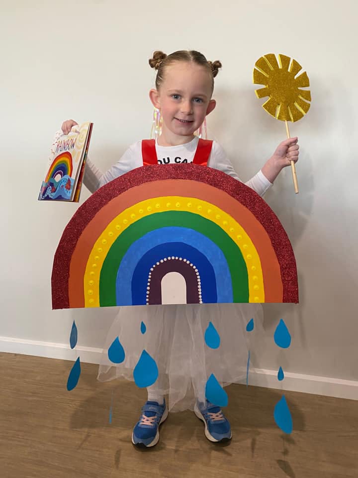 Loxton Lutheran School ELC student Lucy Griffin, 4, as a rainbow from The Rainbow.