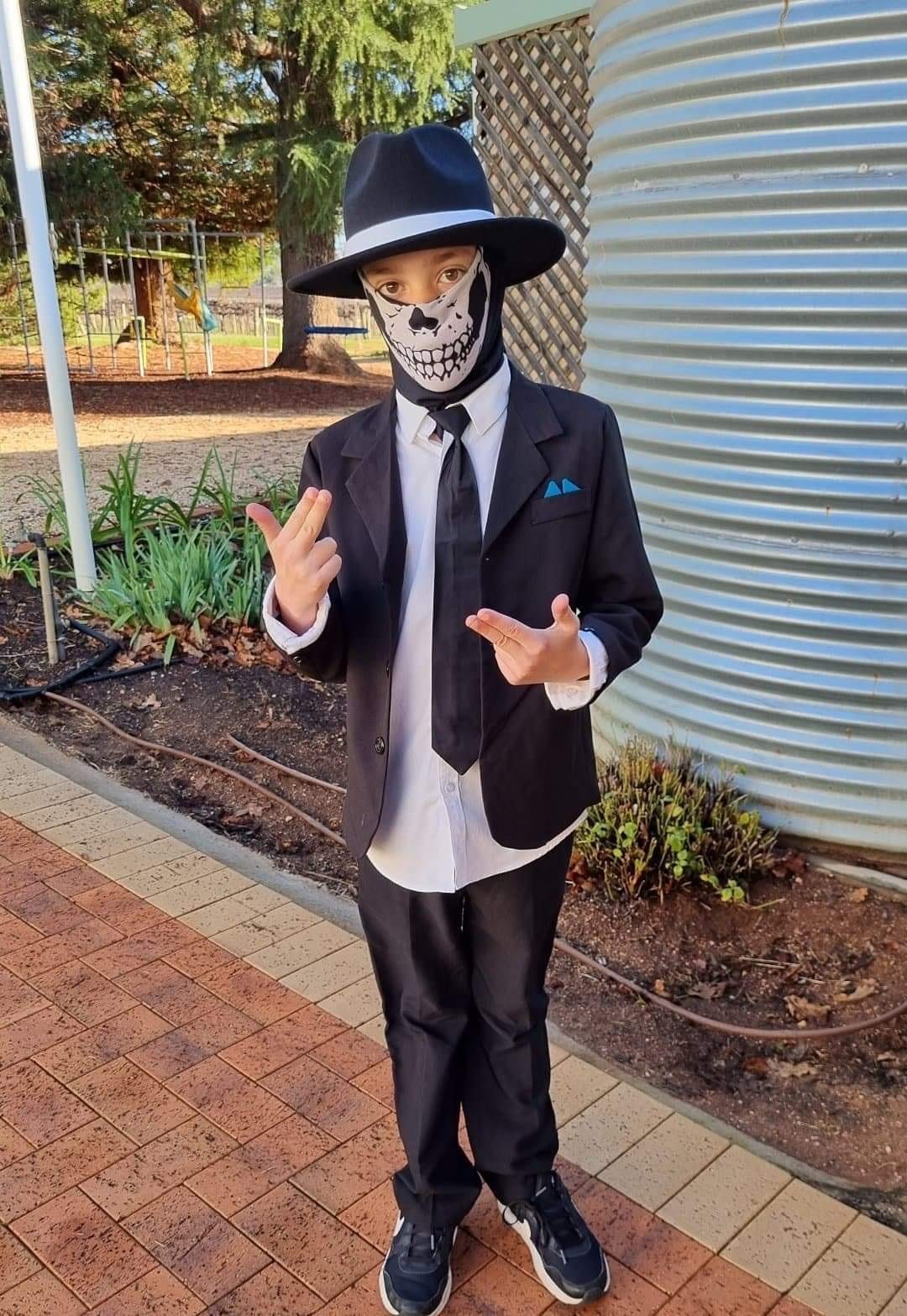 Cobdogla Primary School student Judd Ivanovic, 9, as Skulduggery Pleasant.