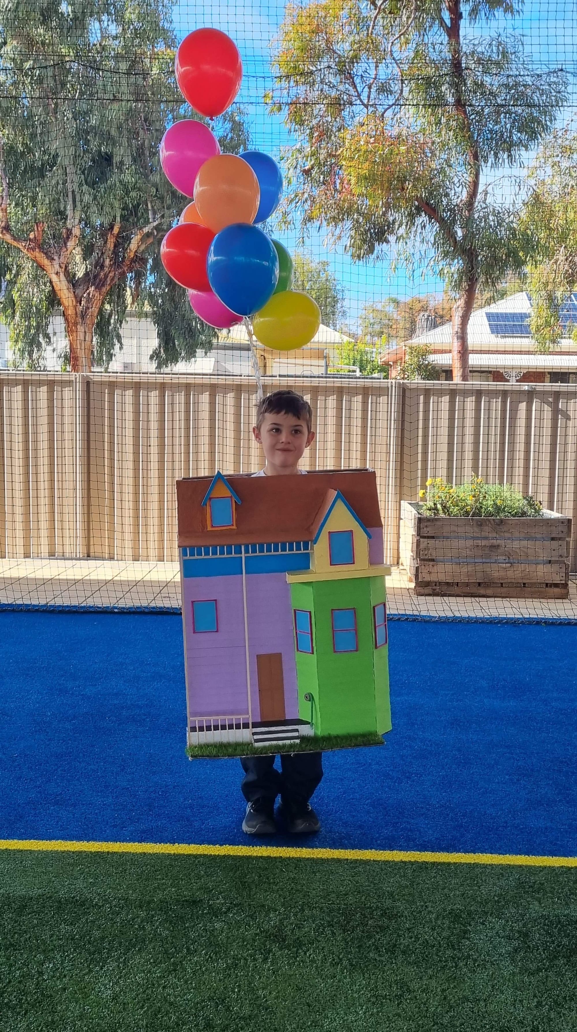 St Joseph’s School Renmark student Hayden Sumner, 8, as the house from Up!

