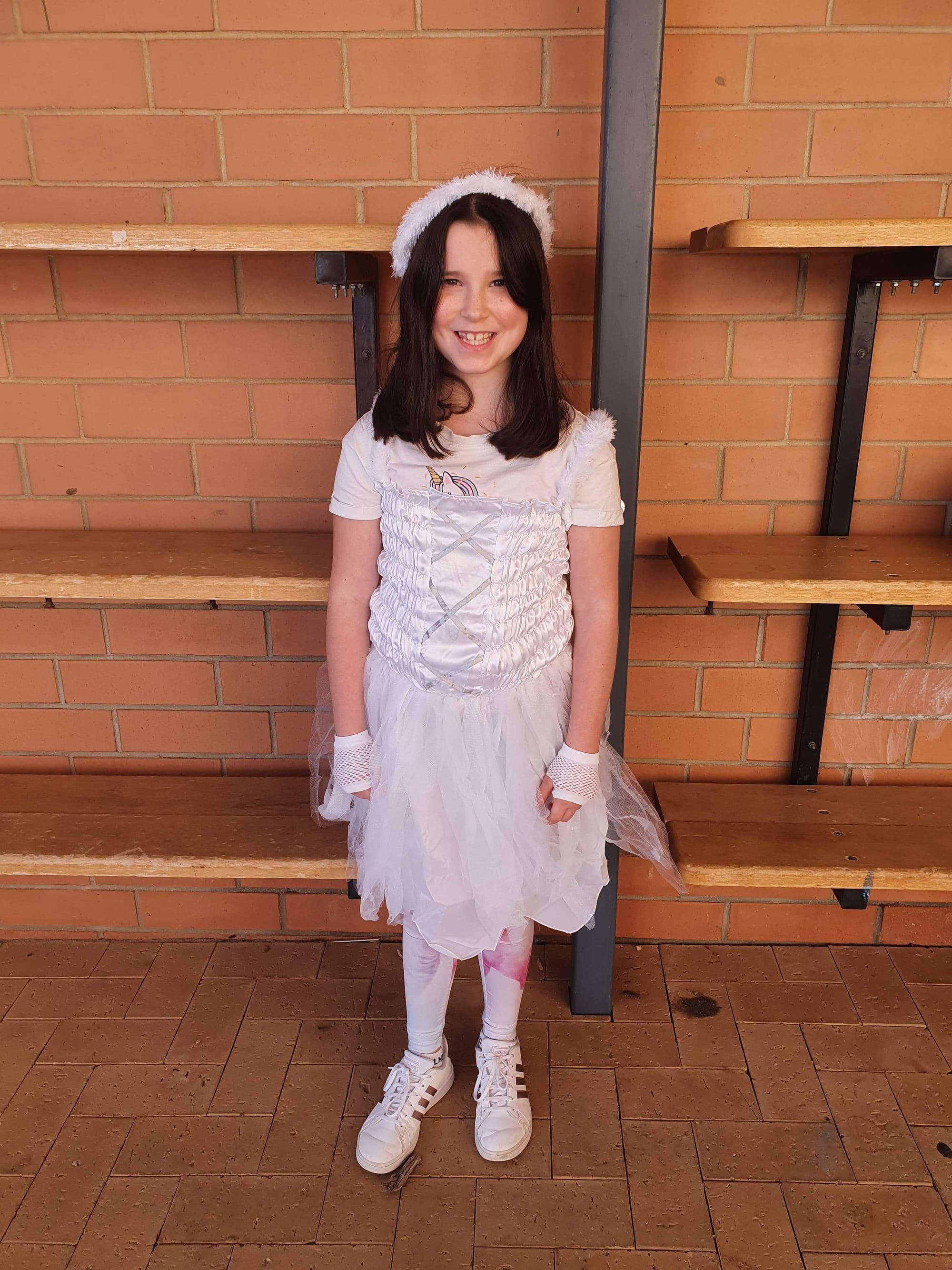 Loxton Primary School student Natasha Gilgen, 9, as an angel.