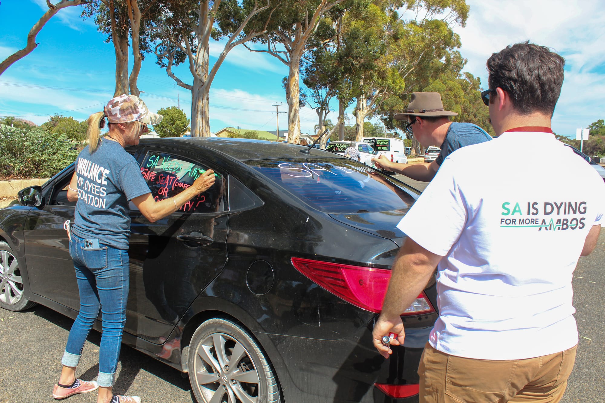 Cars chalked for ambos