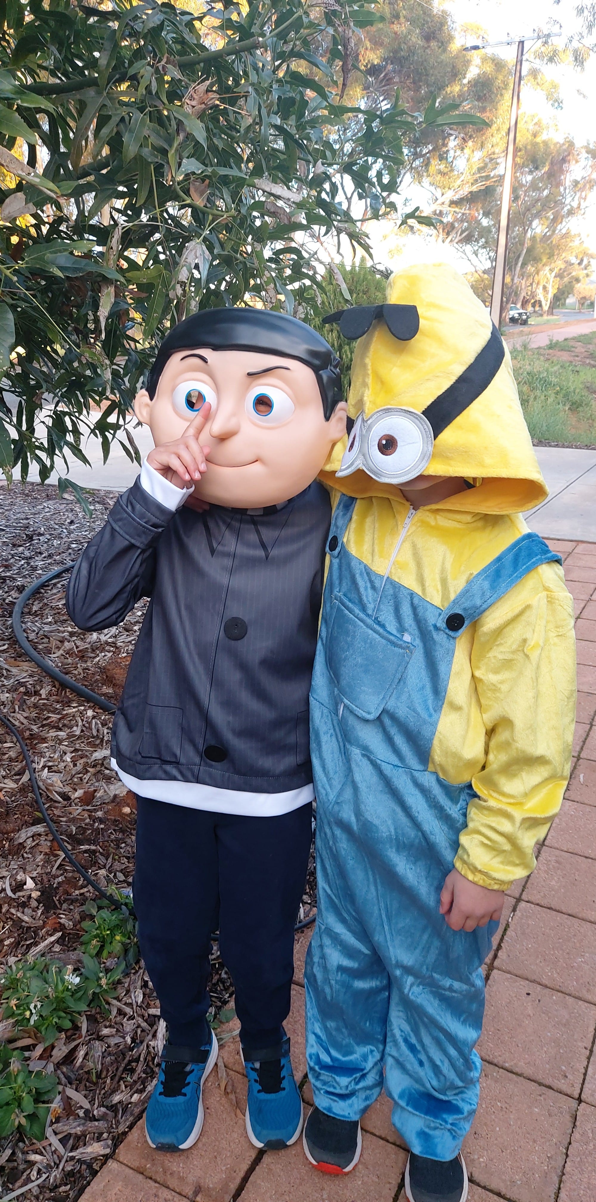 Renmark Primary School students Noah Olds (left), 5, and Ollie Olds, 6, as Gru and a minion from Despicable Me.
