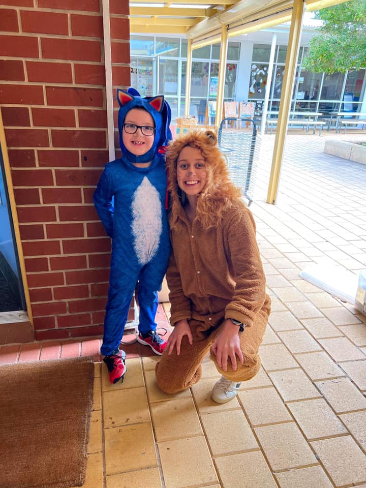 St. Joseph's School Renmark student Mason Warren, 5, as Sonic the Hedgehog with his cousin Kiara Lodge, 22, as the Lion from The Wizard of Oz.
